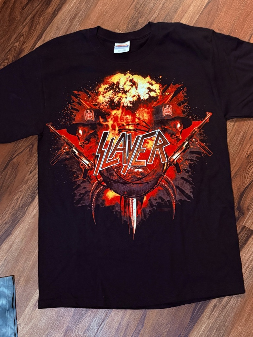 Slayer world tour 2010 Graphic Black T-Shirt - Red & Orange Band Design